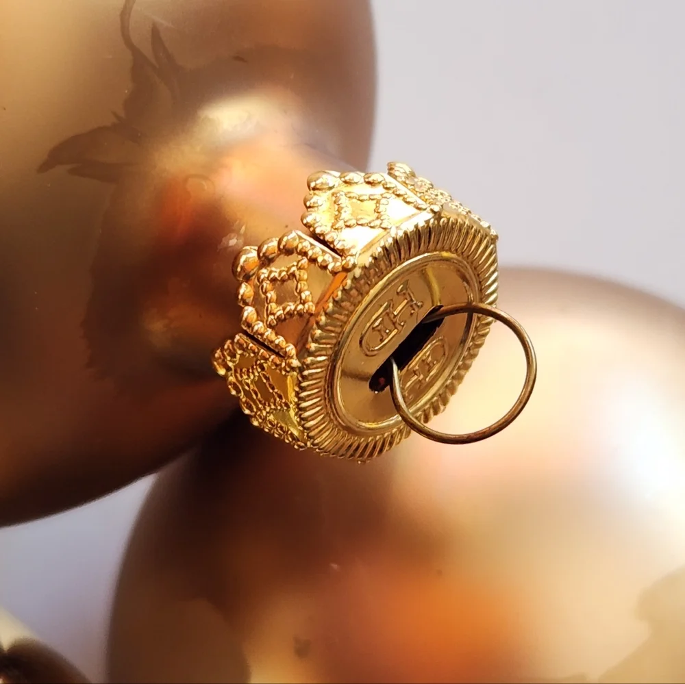 8 Shiny and Matte Gold Glass Christmas Ornaments